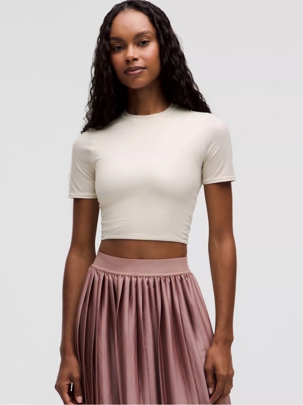 Wundermost SHINE Ultra-Soft Nulu Crewneck Cropped T-Shirt LUX SHINE FOIL NWOT M